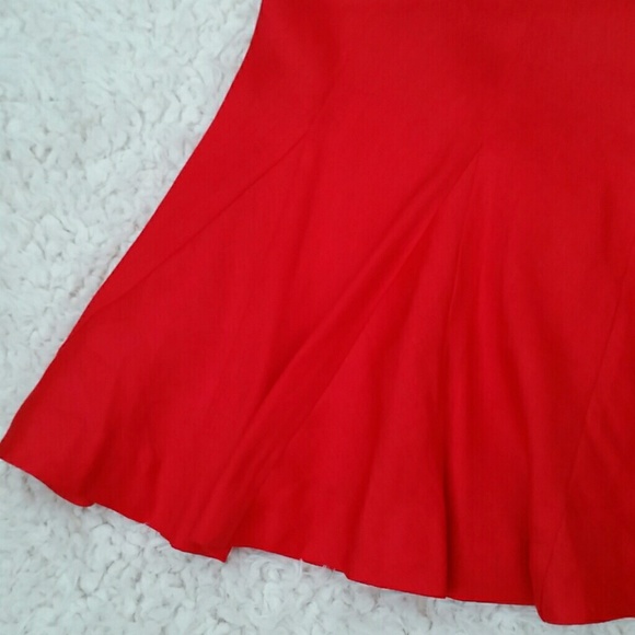 J. Crew  Fluted Skirt in Stretch linen red size 2 - Picture 3 of 8